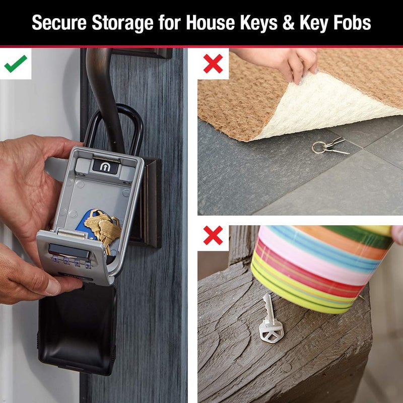 Master Lock صندوق قفل مفاتيح محمول أسود من ماستر لوك مع أقراص مضيئة، مجموعة/إعادة تعيين التركيبة للمستأجرين، الضيوف، العملاء، مثالي لوكلاء العقارات، الملاك أو مديري الممتلكات، يحمل 6 مفاتيح، 5424EC - Image 5